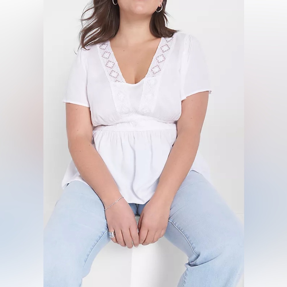 Lane Bryant Classic V-Neck Short Sleeve Babydoll 12 NWT new